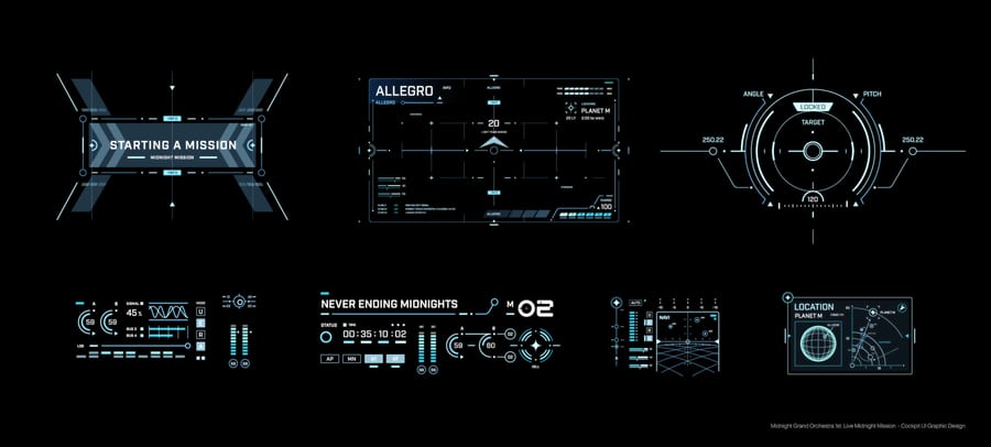 Lower cockpit status UI design for Midnight Mission