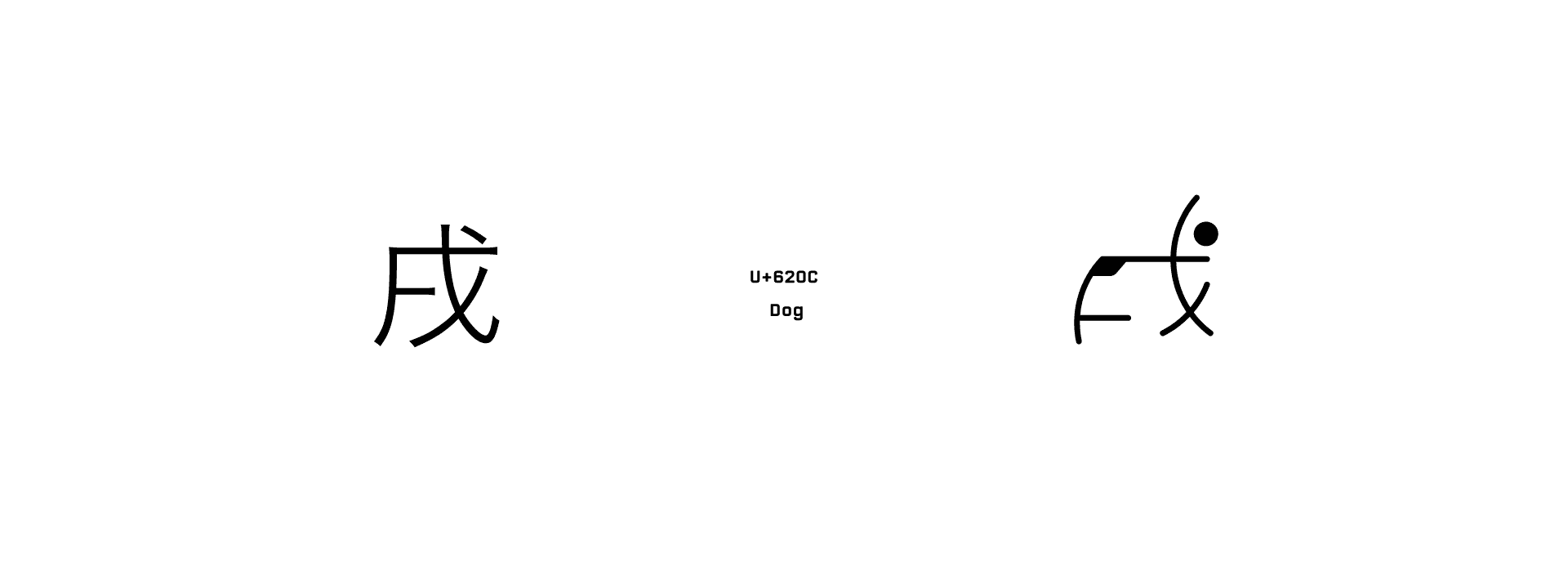 Design explanation of the kanji based dog graphic