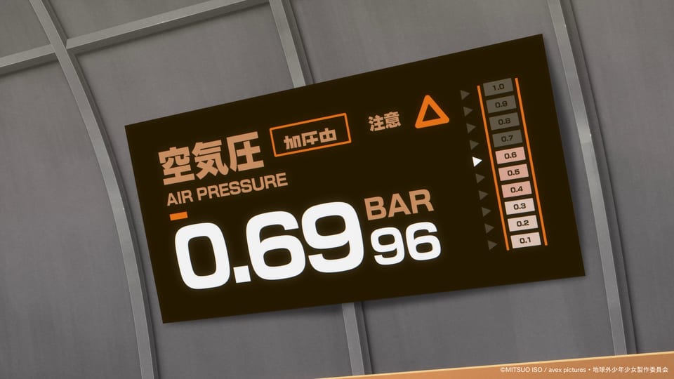 Airlock pressure status screen UI in The Orbital Children