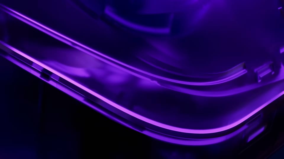 Corner and edge details of the SONY INZONE Buds Glass Purple charging case