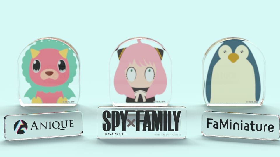 SPY×FAMILY Faminiature アクリルミニチュア アーニャと並ぶキメラ長官とぺんぎん